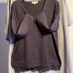 Royal blue V-neck sweater.